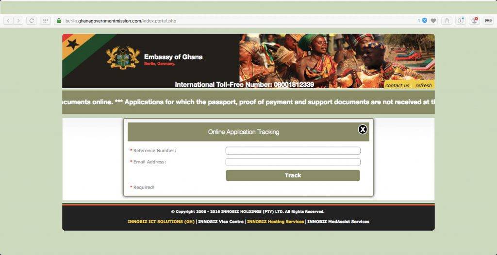 Status Ghana Visum Antrag online prüfen